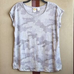 C&C Grey Camo Linen T Shirt Size M